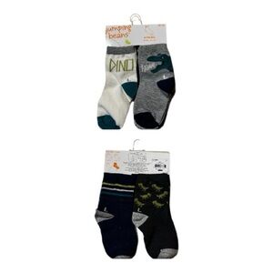 Jumping Beans Dino and Stripes Sock Set - White, Green, Navy